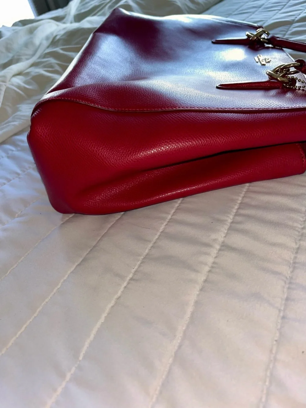 Vintage Coach Red Leather Satchel with Gold Hardware - Picture 6 of 13